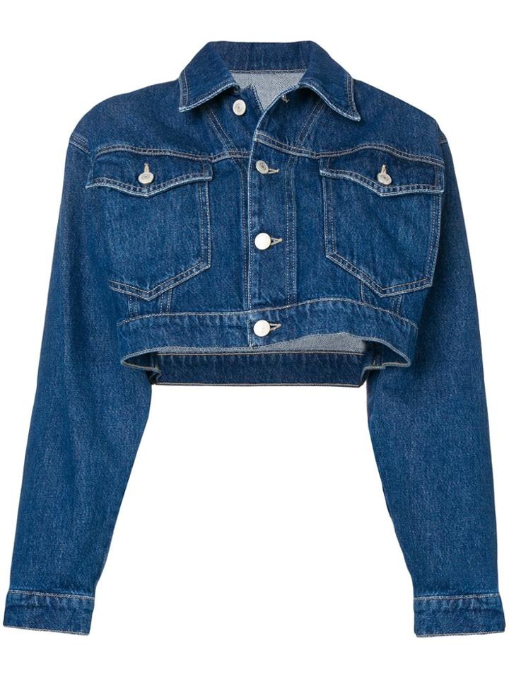 Chiara Ferragni Cropped Wink Denim Jacket - Blue