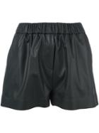 Msgm Faux Leather Shorts, Women's, Size: 42, Black, Cotton/polyester/polyurethane