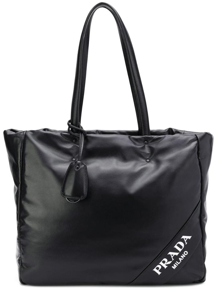 Prada Logo Shopping Tote - Black