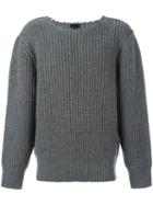 Lanvin Military Stitch Crew Neck, Men's, Size: Small, Grey, Wool