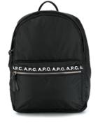 A.p.c. Branded Zip Pocket Backpack - Black