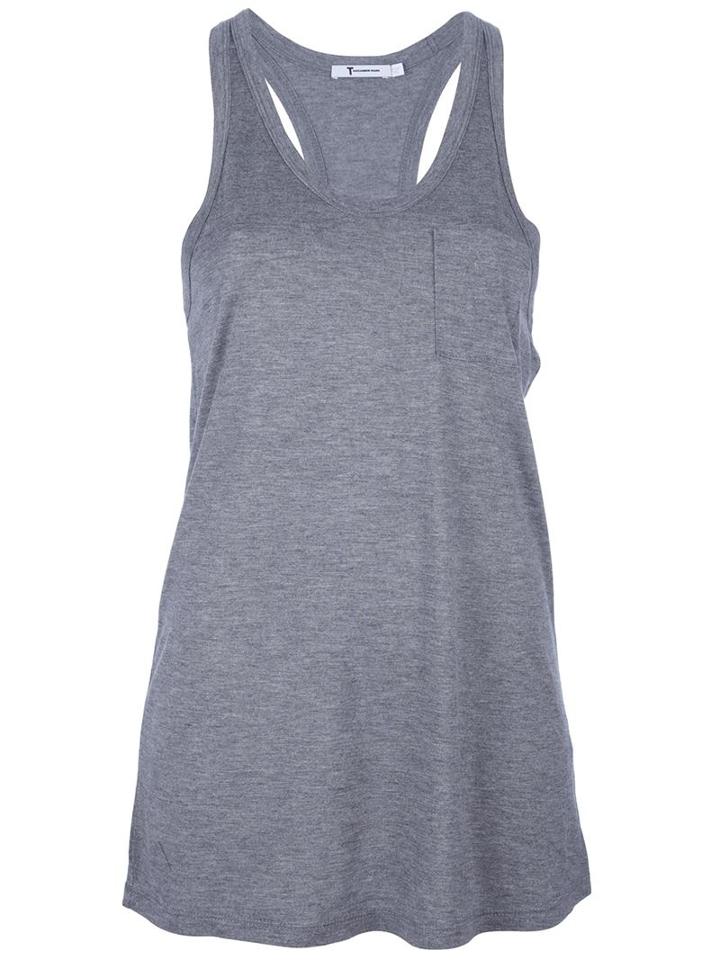 T By Alexander Wang Racerback Tank Top, Women's, Size: Xs, Grey, Rayon