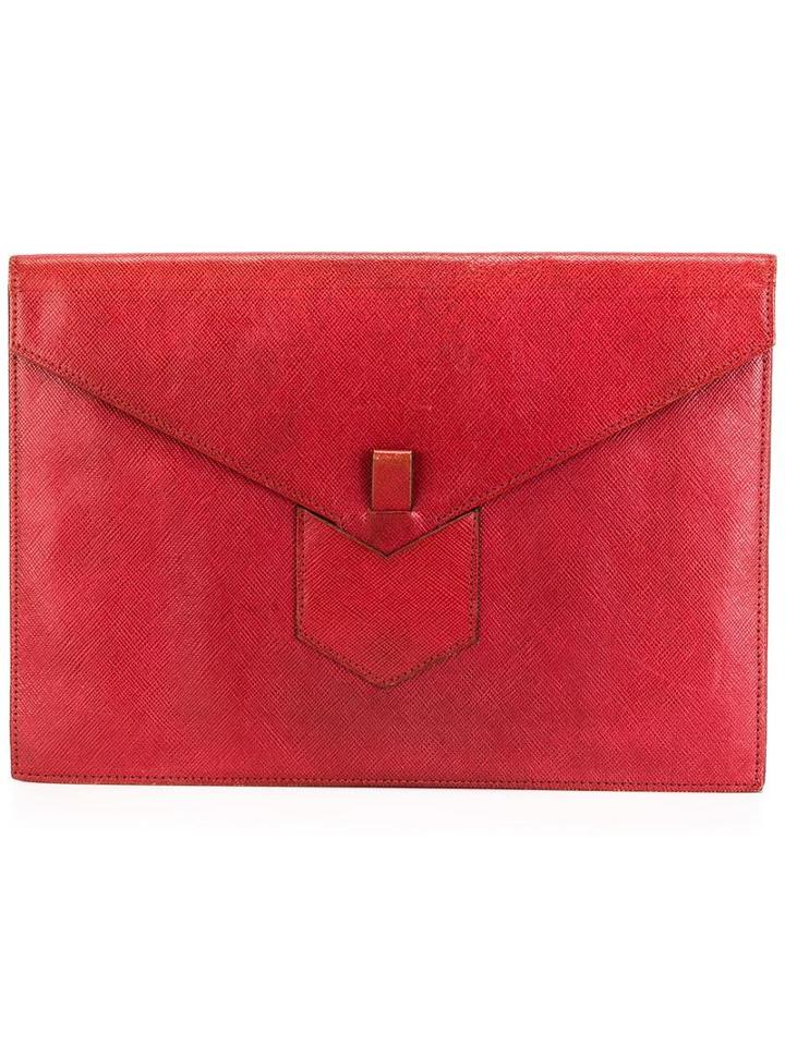 Yves Saint Laurent Vintage Clutch Bag, Adult Unisex, Red