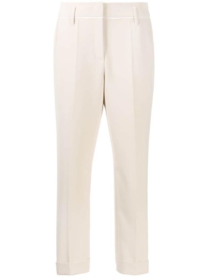Luisa Cerano Cropped Slim Fit Trousers - Neutrals
