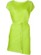 Pleats Please By Issey Miyake Pleated Belted Dress, Women's, Size: 5, Green, Polyester