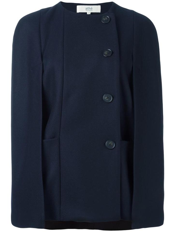 Off-centre Buttons Jacket, Women's, Size: 36, Blue, Cotton/polyamide/wool, Vanessa Bruno Athé