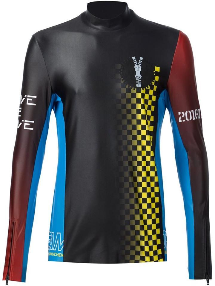Maison Margiela Long Sleeve Racing Print T-shirt, Men's, Size: 50, Black, Spandex/elastane/polyester
