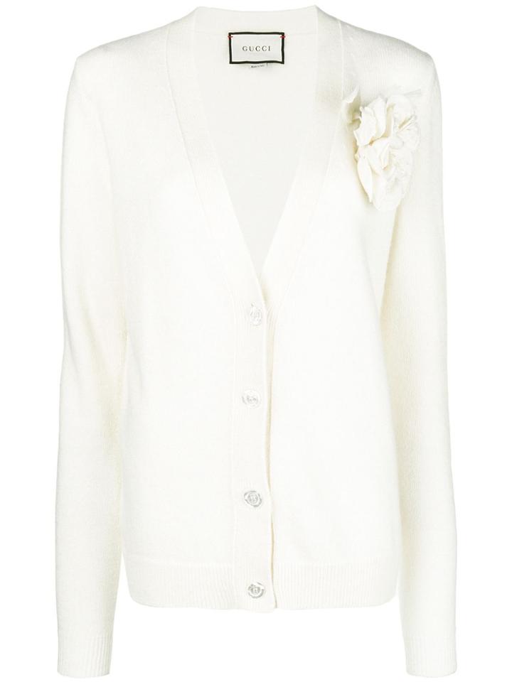 Gucci Rose Detail Cardigan - White