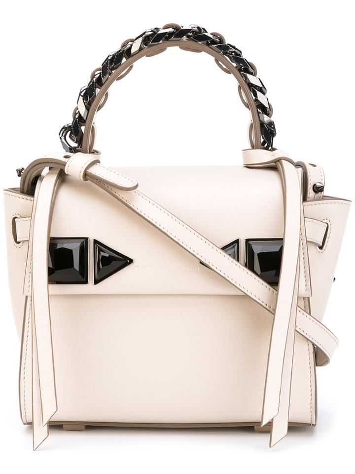 Elena Ghisellini Crystal 'angel' Tote, Women's, Grey, Leather/metal (other)/swarovski Crystal