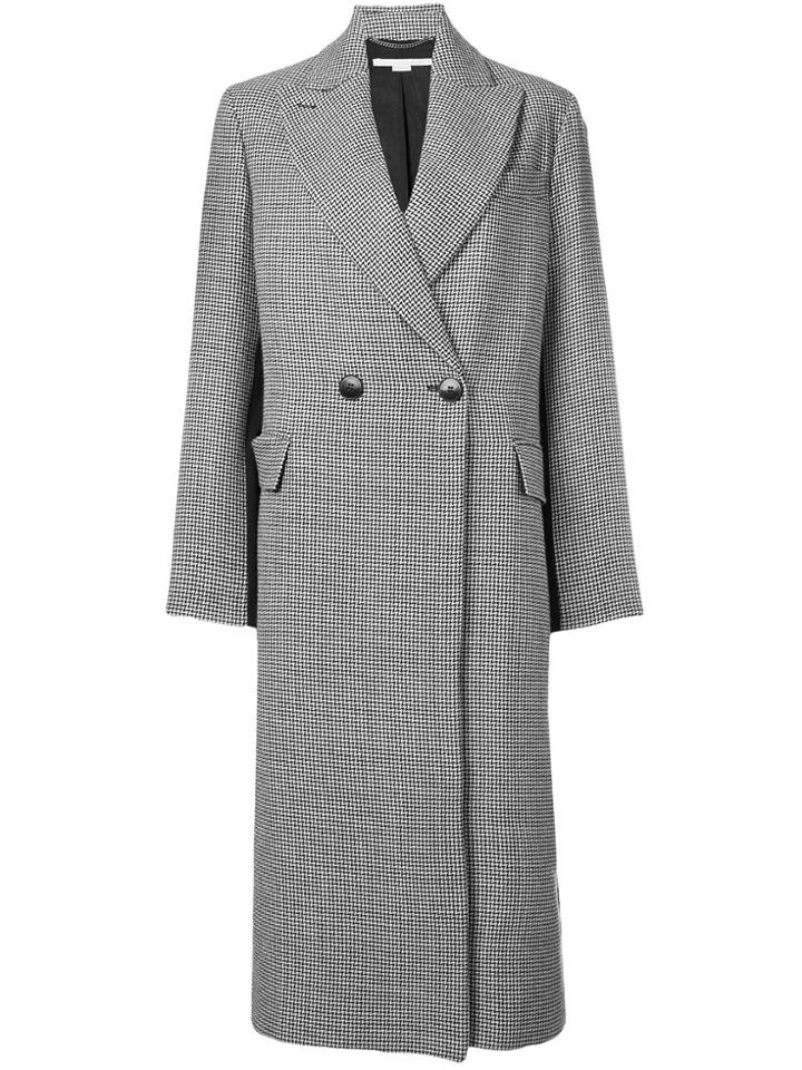 Stella Mccartney Dogstooth Pattern Contrast-back Coat - Blue