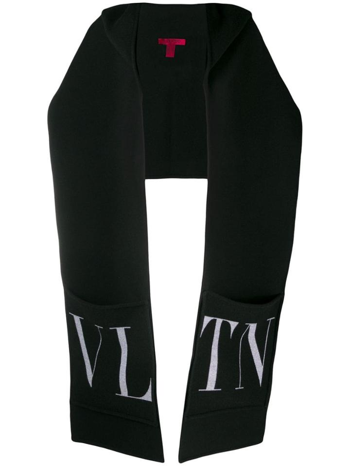 Valentino Vltn Hooded Scarf - Black