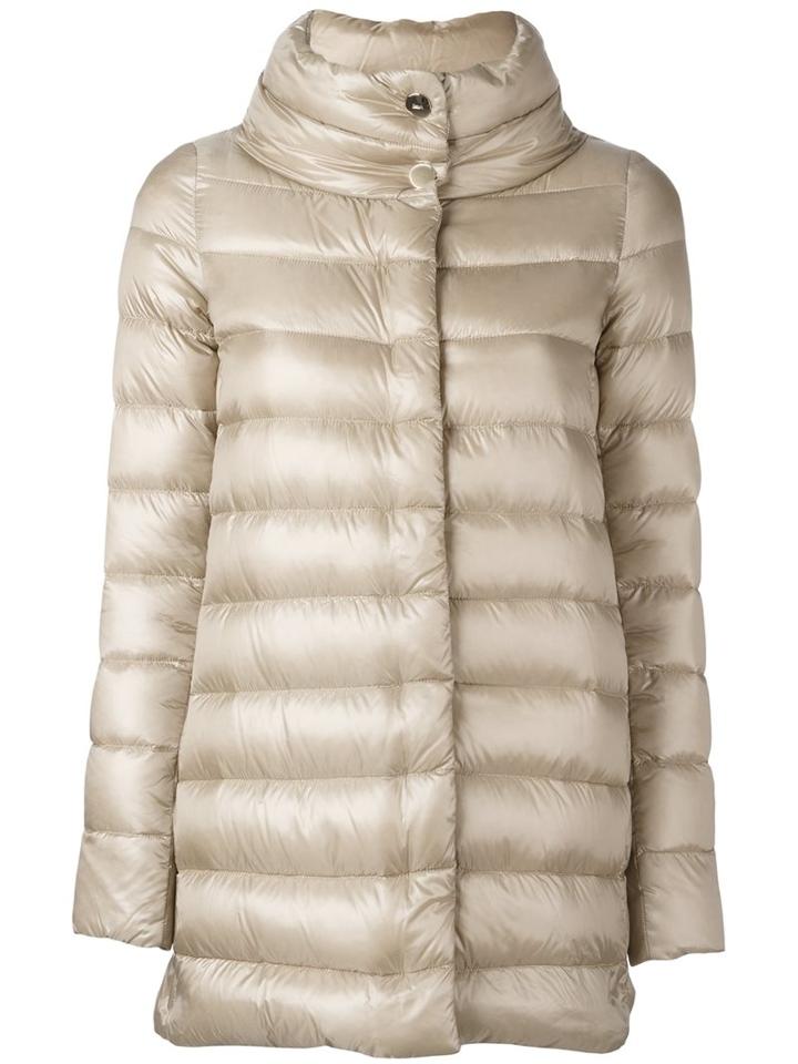 Herno Funnel Neck Padded Coat, Women's, Size: 38, Nude/neutrals, Polyamide/feather Down/acetate