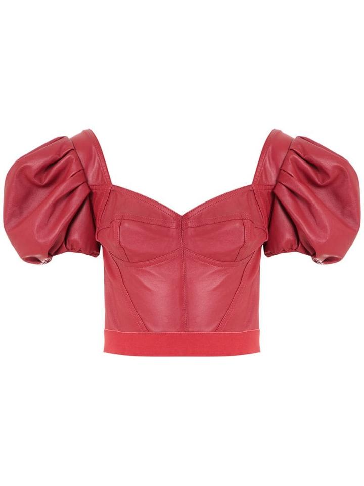 Andrea Bogosian Pantoja Leather Cropped Top - Red