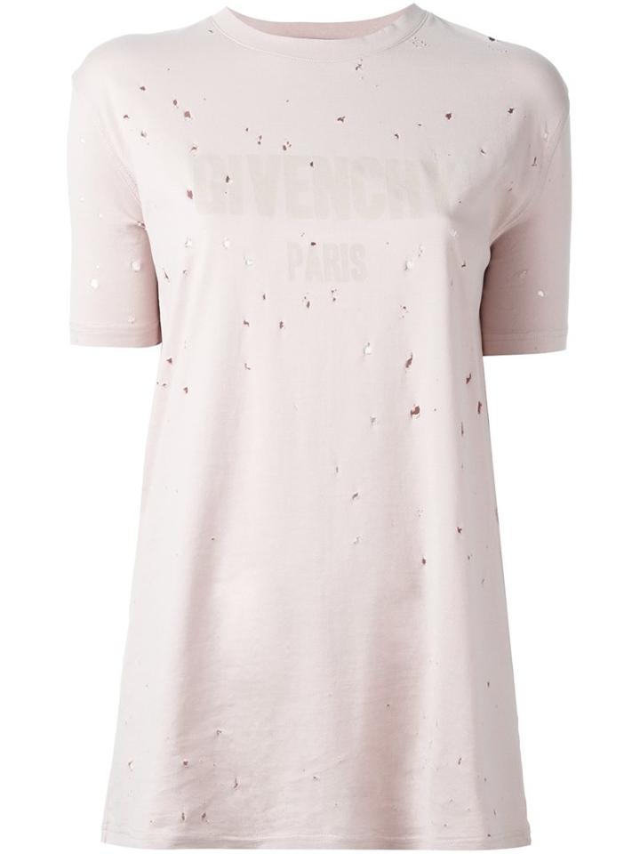 Givenchy Distressed Logo Print T-shirt, Women's, Size: Xs, Nude/neutrals, Cotton