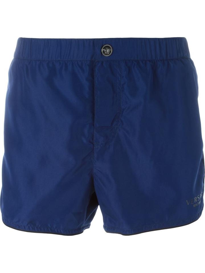 Versace Medusa Fastening Swim Shorts, Men's, Size: 5, Blue, Polyester