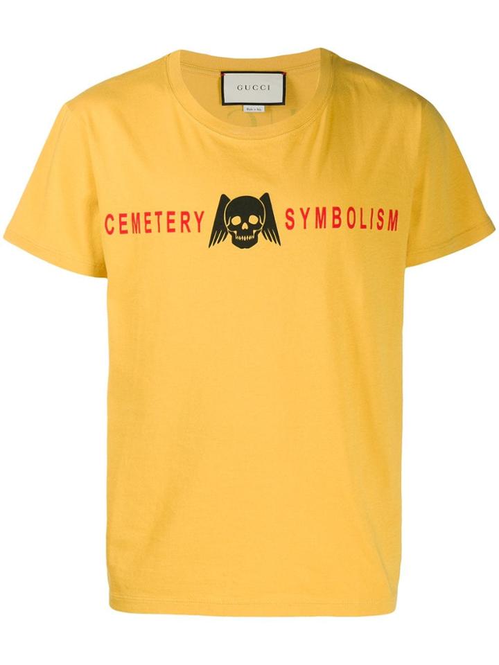 Gucci Cemetery Symbolism Print T-shirt - Yellow