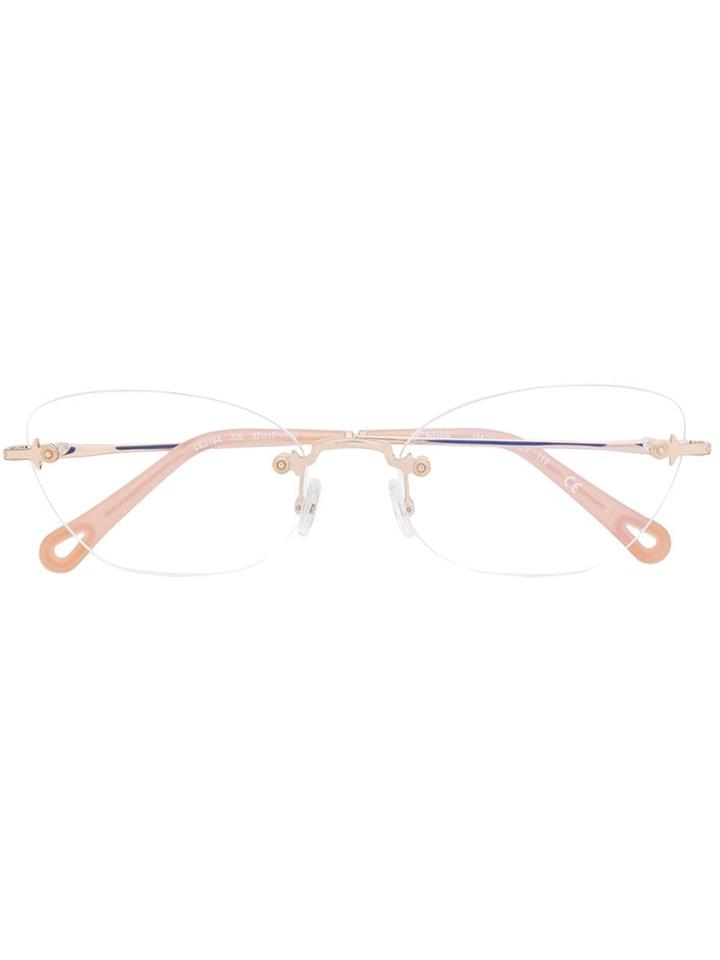 Chloé Eyewear Logo Cat-eye Glasses - Gold