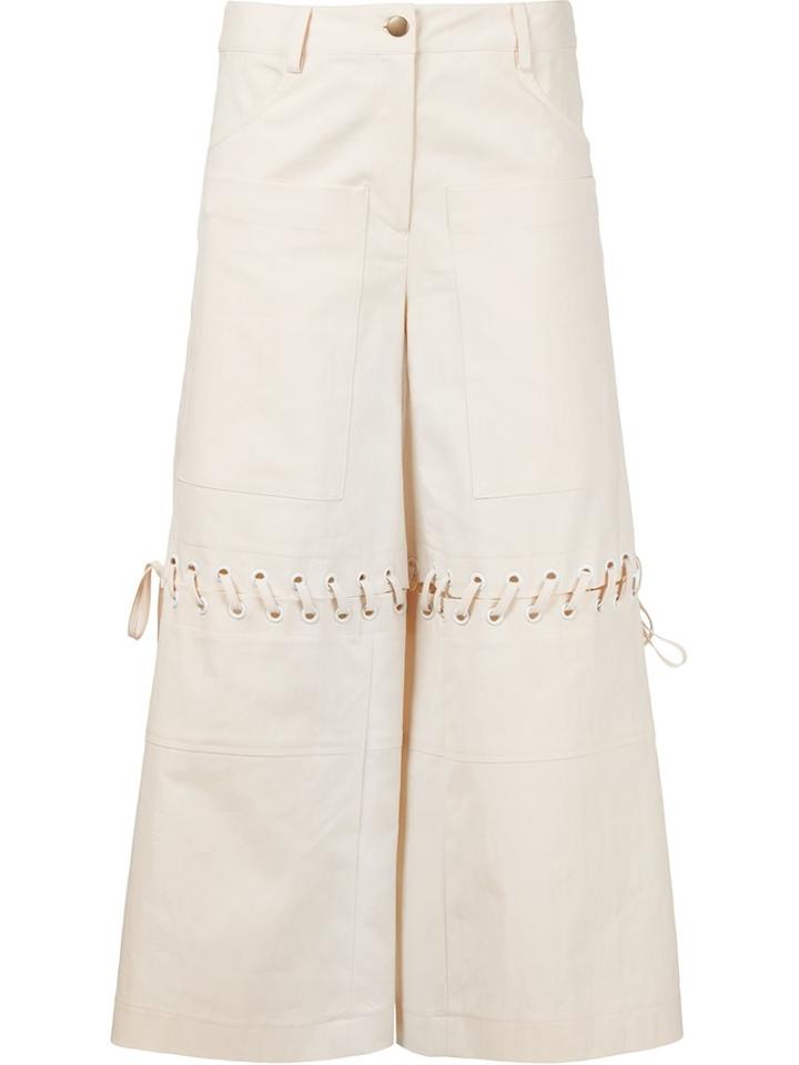 Rosie Assoulin Lace Detail Culottes, Women's, Size: 2, Nude/neutrals, Cotton/nylon/spandex/elastane