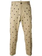 Dsquared2 Logo Embroidered Chino Trousers, Men's, Size: 48, Nude/neutrals, Cotton/spandex/elastane