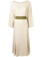 Esteban Cortazar Tie Waist Striped Midi Dress - Neutrals