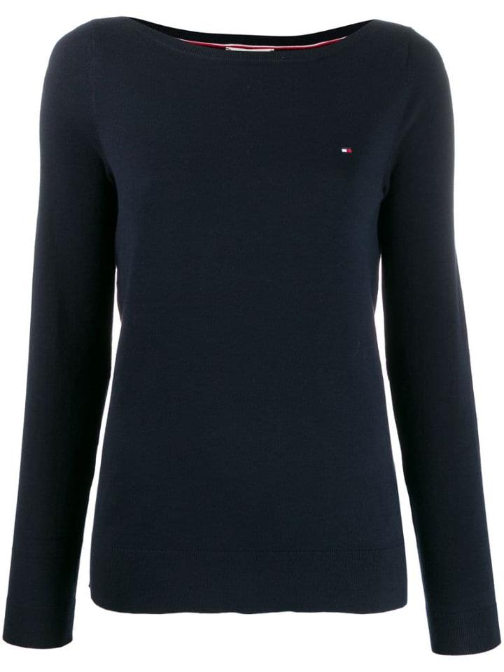 Tommy Hilfiger Logo Embroidered Jersey Top - Blue