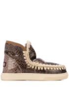 Mou Woven Detail Boots - Brown