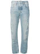 Levi's: Made & Crafted Embroidered Detail Cropped Jeans - Blue