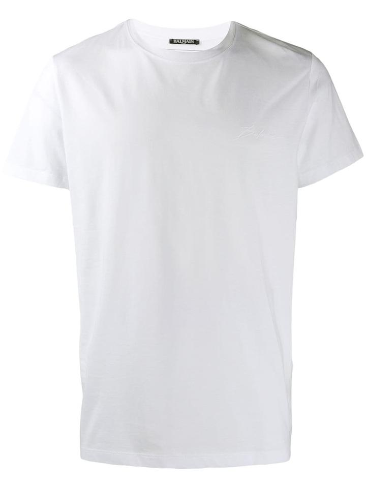 Balmain Logo Embossed T-shirt - White