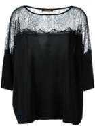 Roberto Cavalli Sheer Panel Flared Blouse - Black