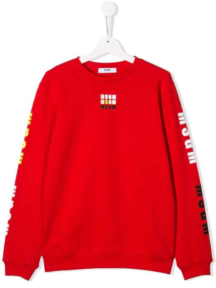 Msgm Kids Printed Logo Sweatshirt - Red