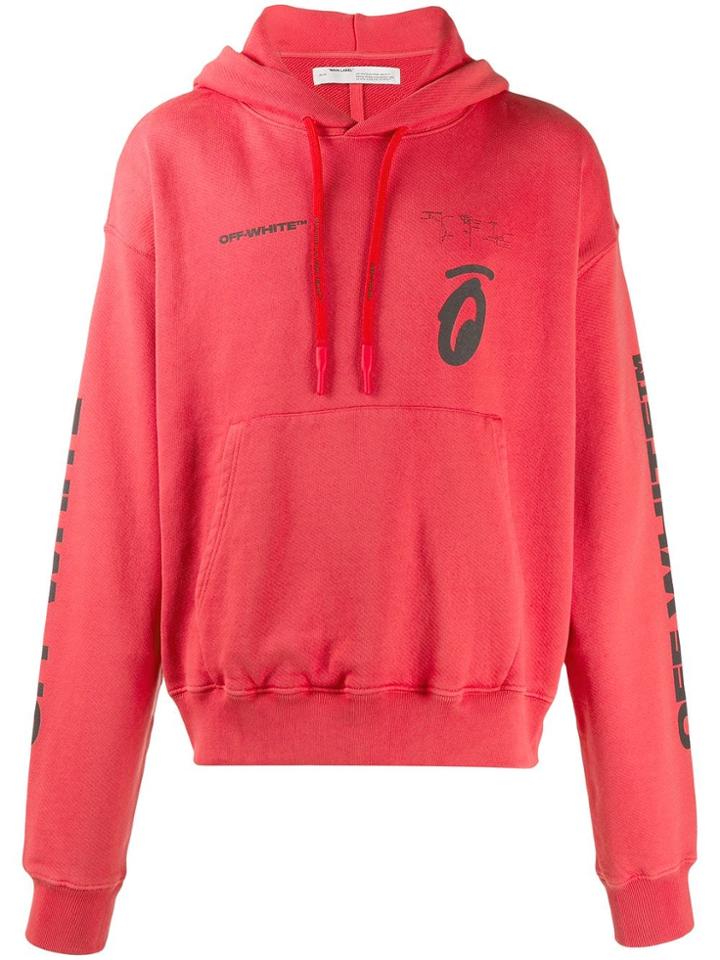 Off-white Graphic Print Hoodie - Red