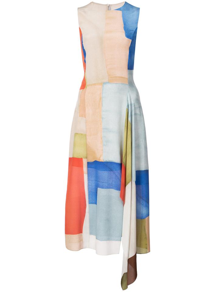 Rosetta Getty Colour Block Print Midi Dress - Multicolour