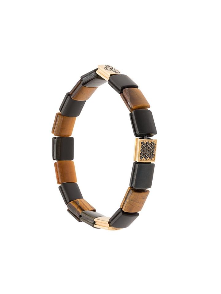 Nialaya Jewelry Dorje, Tiger Eye And Onyx Flat Bead Bracelet - Black