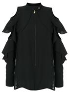 Versace Cut Out Ruffle Sleeve Blouse - Black