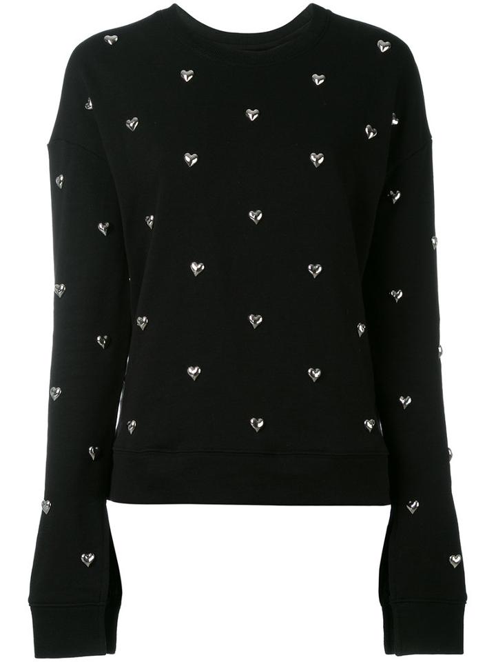 Zoe Karssen Heart Stud Sweatshirt, Women's, Size: Medium, Black, Cotton/zamac