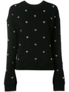 Zoe Karssen Heart Stud Sweatshirt, Women's, Size: Medium, Black, Cotton/zamac