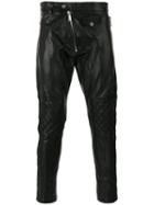 Dsquared2 - Zip-embellished Leather Trousers - Men - Cotton/calf Leather/polyester/viscose - 52, Black, Cotton/calf Leather/polyester/viscose