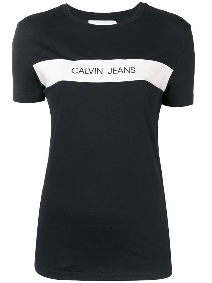 Calvin Klein Jeans Vinyl Logo Stripe T-shirt - Black