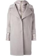 Herno Layered Padded Coat, Women's, Size: 46, Nude/neutrals, Virgin Wool/angora/silk/polyester