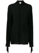L'autre Chose Silk Mandarin Shirt - Black
