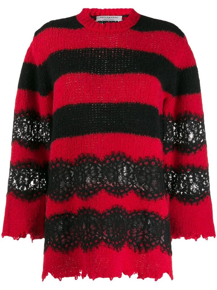 Philosophy Di Lorenzo Serafini Striped Knit Jumper - Red