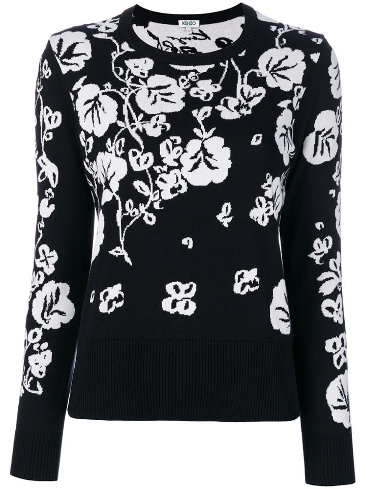 Kenzo Floral Leaf Intarsia Jumper - Black