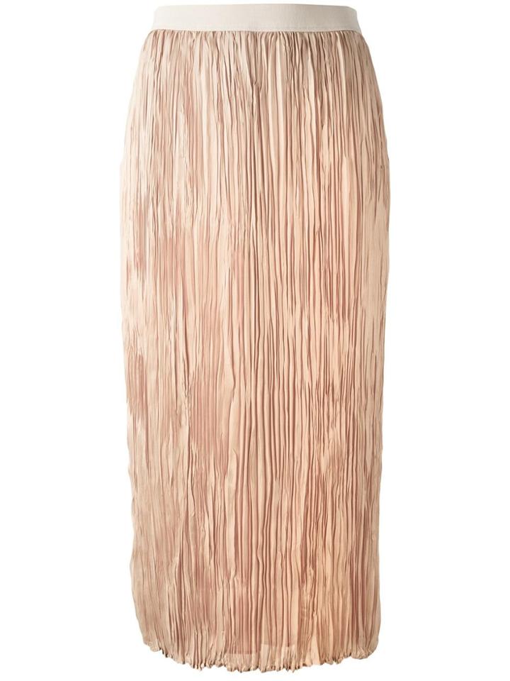 Agnona Crinkled Long Skirt - Nude & Neutrals