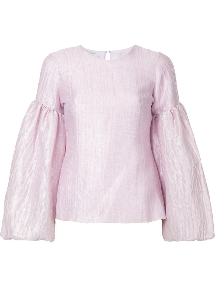 Bambah Magnolia Balloon Sleeve Blouse - Pink & Purple