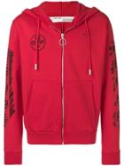Off-white Diag Stencil Zipped Hoodie - Red