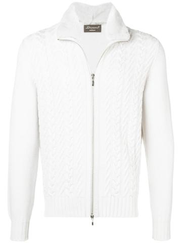 Doriani Cashmere Cashmere Cable Knit Zip Sweater - Nude & Neutrals