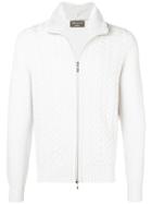 Doriani Cashmere Cashmere Cable Knit Zip Sweater - Nude & Neutrals