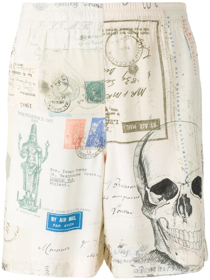 Alexander Mcqueen - Skull Print Bermuda Shorts - Men - Viscose - 46, Nude/neutrals, Viscose