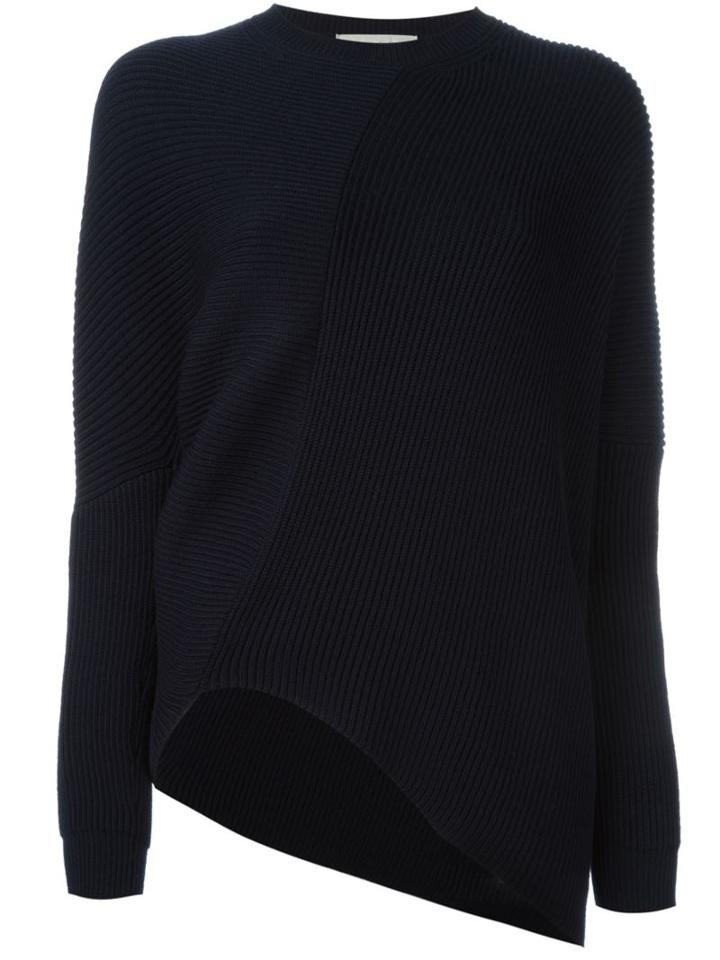 Stella Mccartney Ribbed Asymmetrical Top, Women's, Size: 42, Blue, Virgin Wool