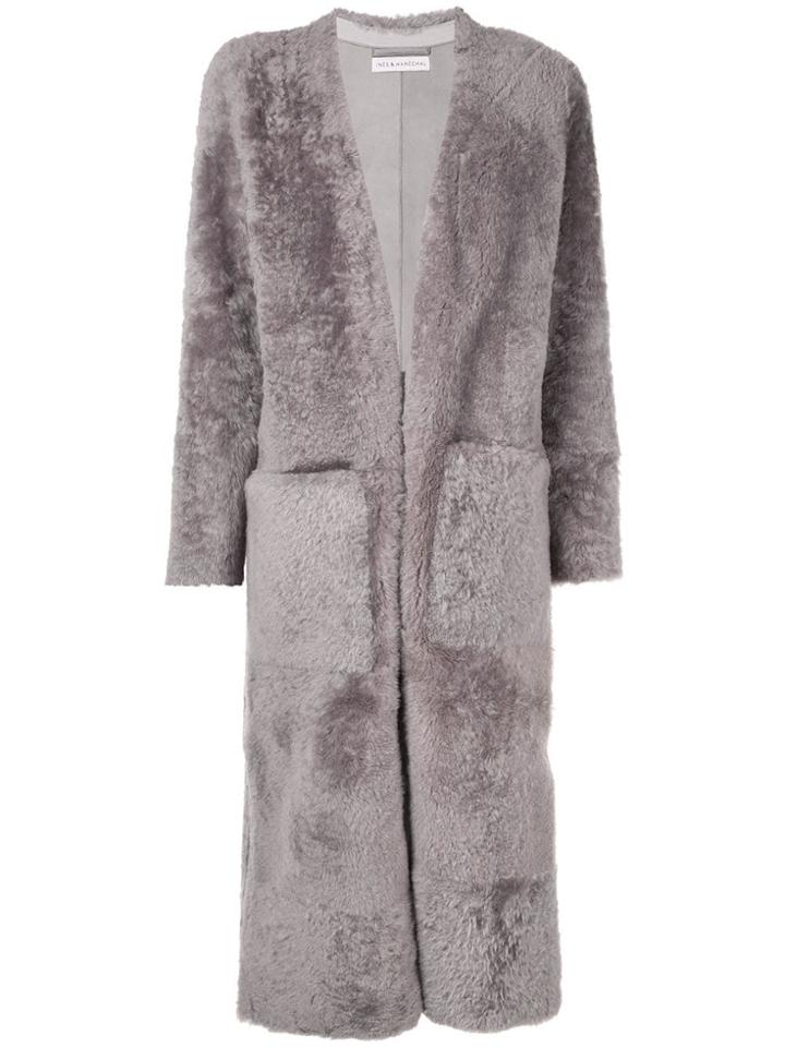Inès & Maréchal Elvis Long V-neck Coat - Grey